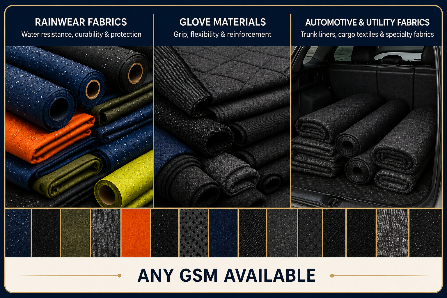 Technical Fabric Materials — Rainwear Fabrics, Glove Materials, Automotive & Utility Fabrics